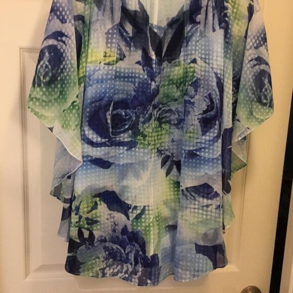 JM Collection xl top floral embellished lined with tank sheer overlay boho - Picture 3 of 7